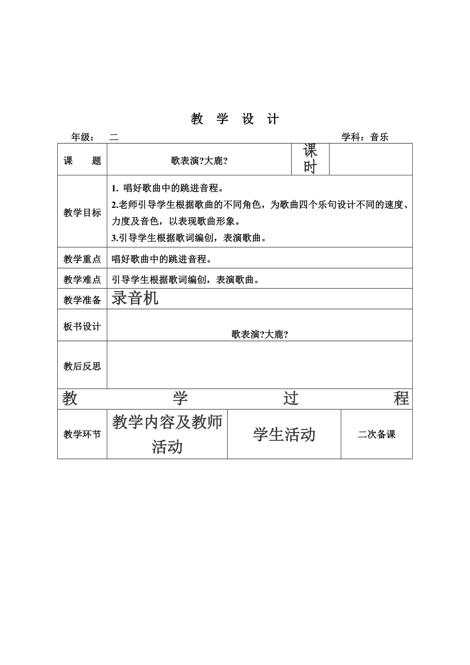 最新人教版小学二年级音乐备课1—4单元_第2页