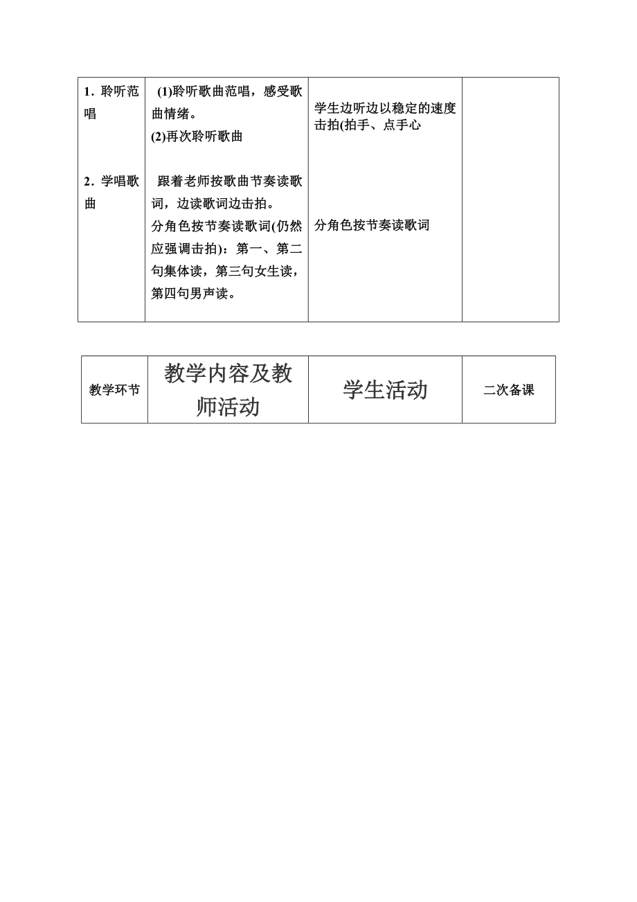 最新人教版小学二年级音乐备课1—4单元_第3页