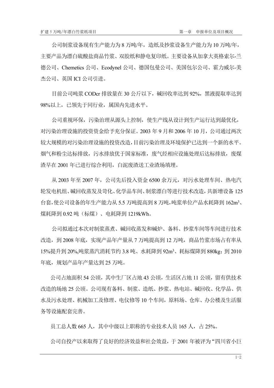 年处理5万吨竹浆纸扩建可行性分析报告(优秀).doc_第5页