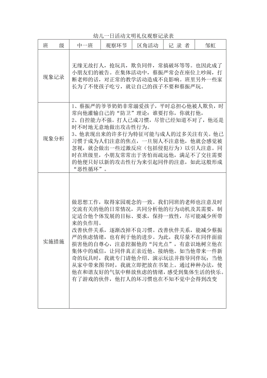 幼儿一日活动文明礼仪观察记录表_第4页