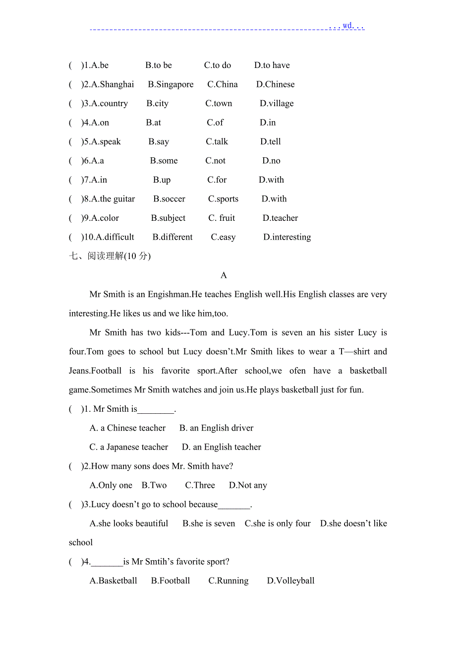 Unit1质量检测题_第4页