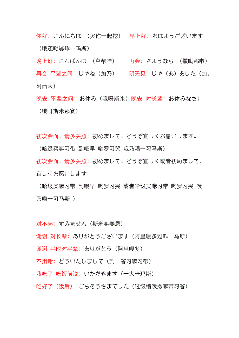 日语日常用语中文音译大全_第1页