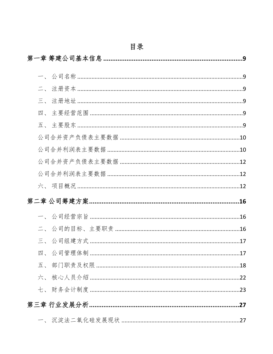 湖南关于成立沉淀法二氧化硅公司可行性研究报告(DOC 86页)_第2页