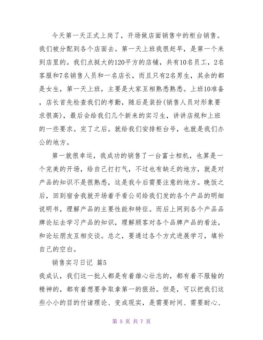 实用的销售实习日记汇总五篇.doc_第5页