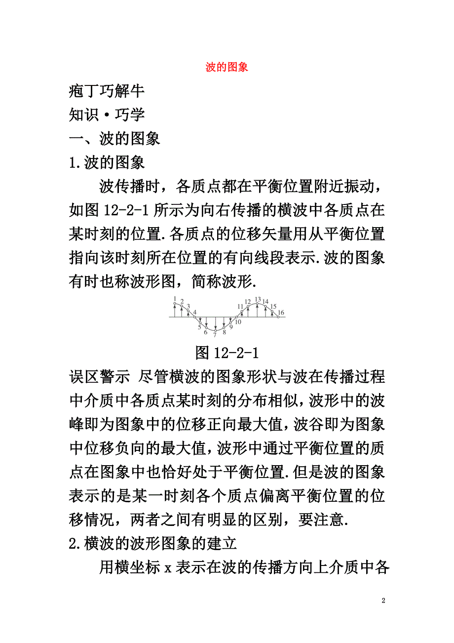 高中物理第十二章2波的图象教材梳理教案新人教版选修3-4_第2页