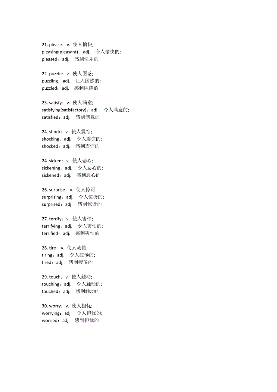 高中最常用30个情感类动词及其形容词变形.doc_第3页