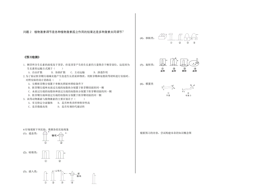 人教版高三生物必修3一轮复习预习案植物的激素调节预习案_第2页