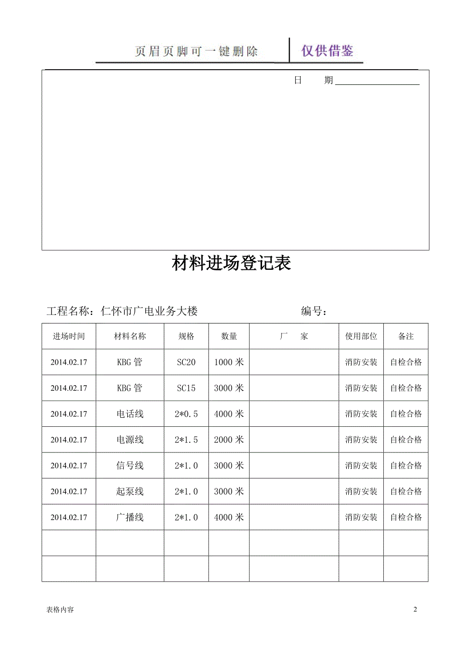 工程材料报验审表(消防材料)【表格记录】_第2页