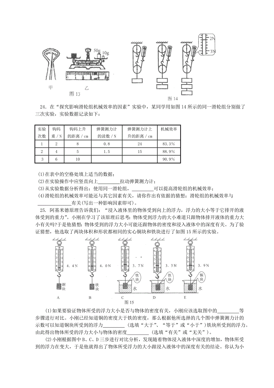 初二下册物理期末试卷沪科版_第4页