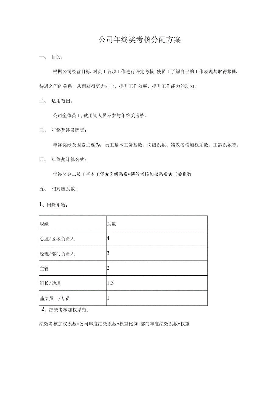 公司年终奖考核分配方案_第1页