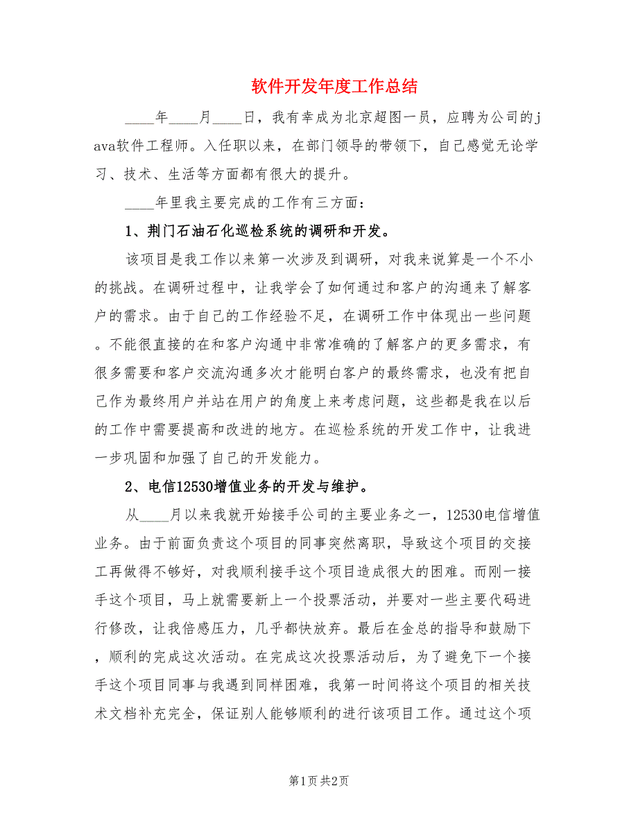 软件开发年度工作总结.doc_第1页