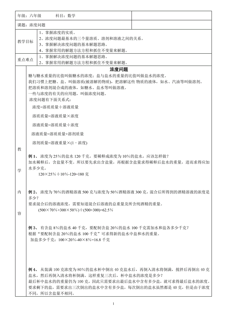 六年级数学浓度问题-最新精编_第1页