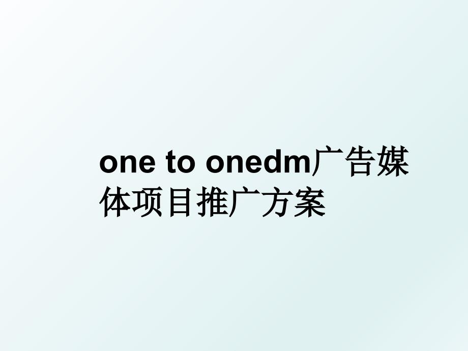 onetoonedm广告媒体项目推广方案_第1页