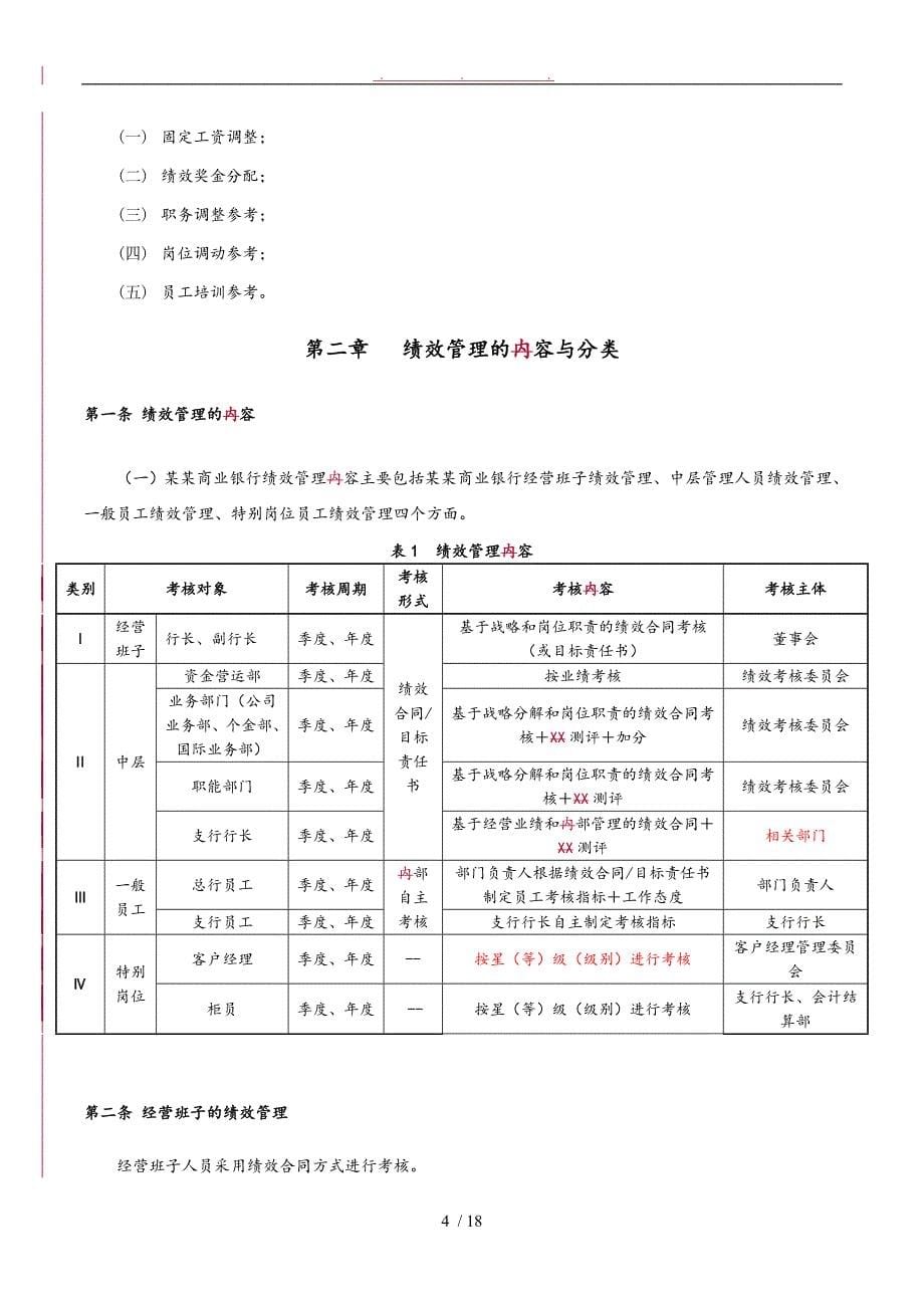 河南郑州商业银行绩效管理制度_第5页