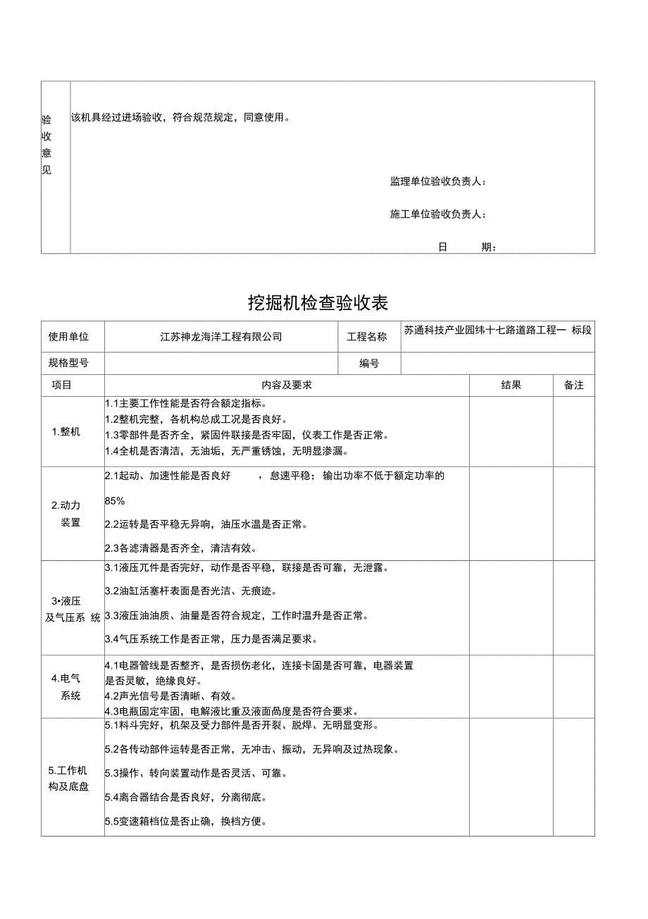 机械设备进场检查验收表_第5页