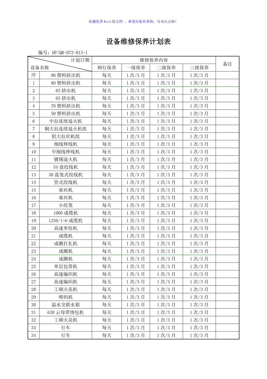 设备维修保养计划Word版_第4页