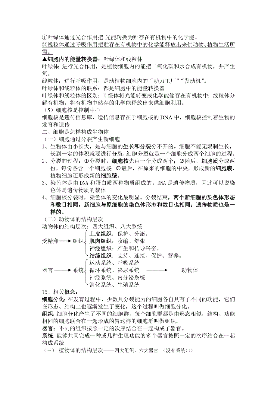 七年级生物上册半期总结_第4页