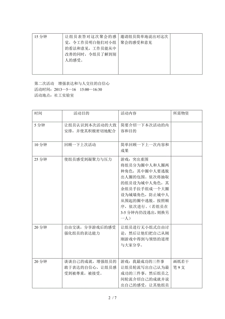 社会工作小组活动计划_第2页