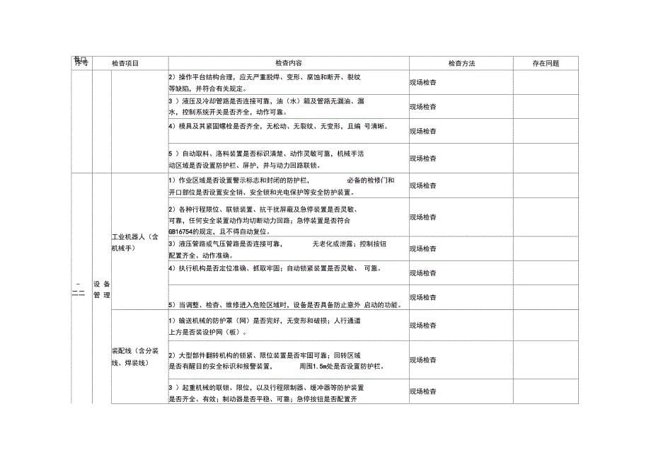 业防范机械伤害安全专项整治检查表_第5页