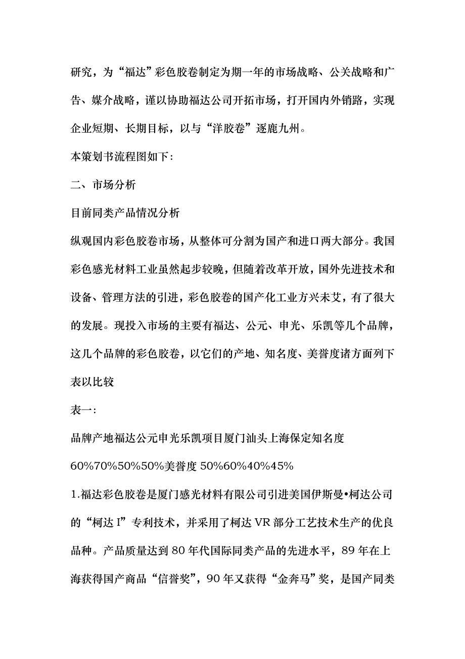 福达彩色胶卷广告策划书范例(DOC26)_第2页