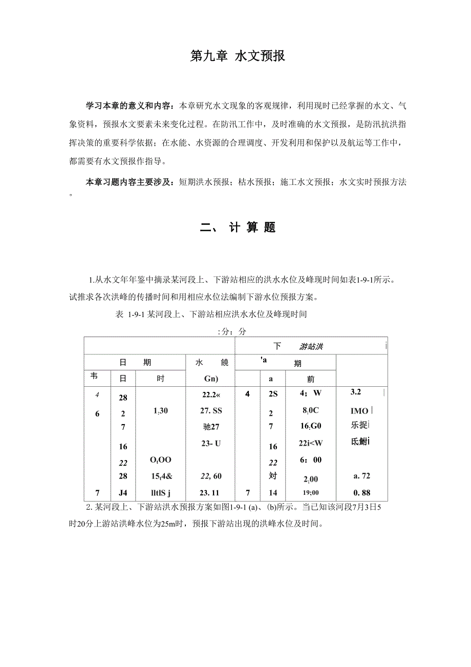 工程水文学试题库：第九章 水文预报计算题_第1页