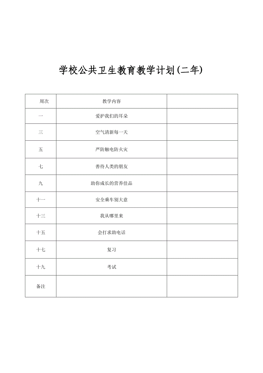 辽海版学校公共卫生教育二年级教案下_第2页