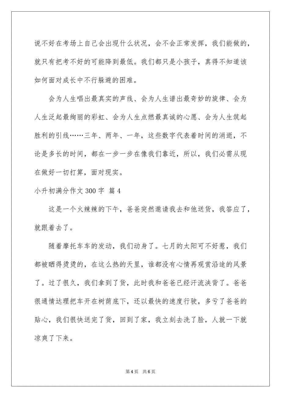 关于小升初满分作文300字合集5篇_第4页