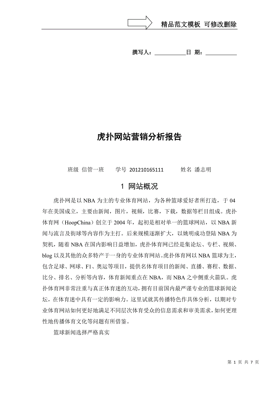 虎扑网站营销分析报告_第1页