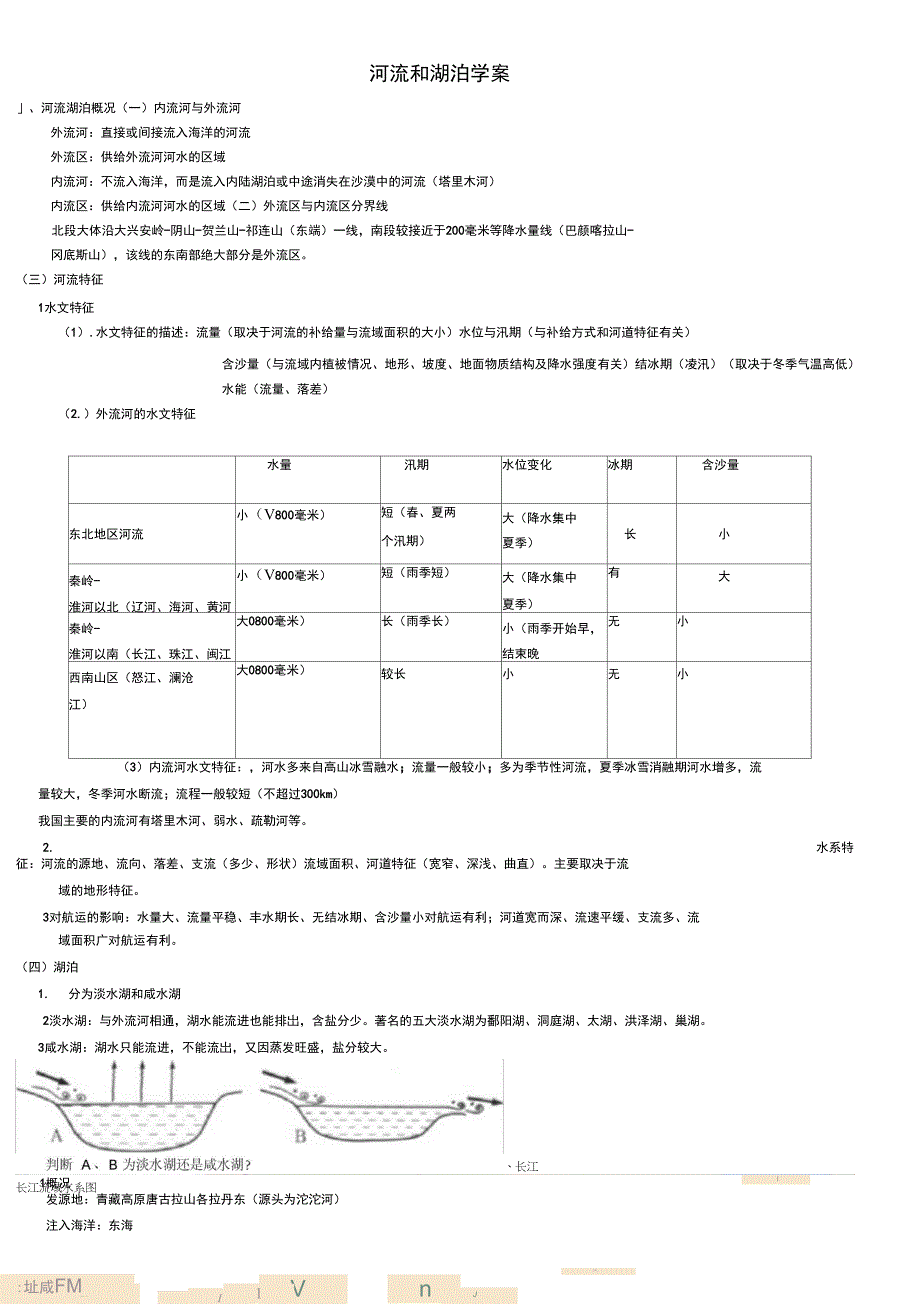 河流与湖泊学案_第1页