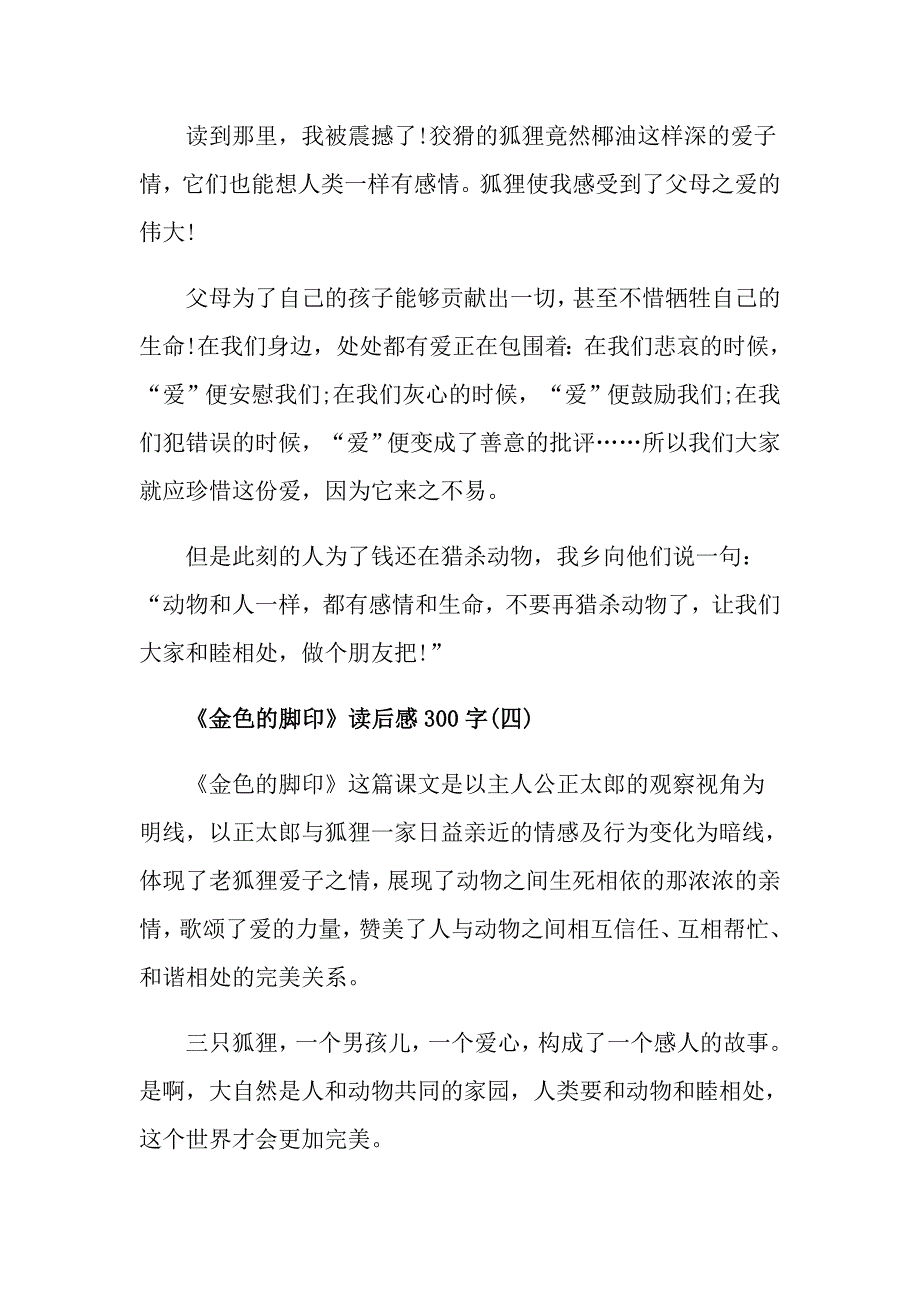 《金色的脚印》读后感读书笔记300字五篇_第4页