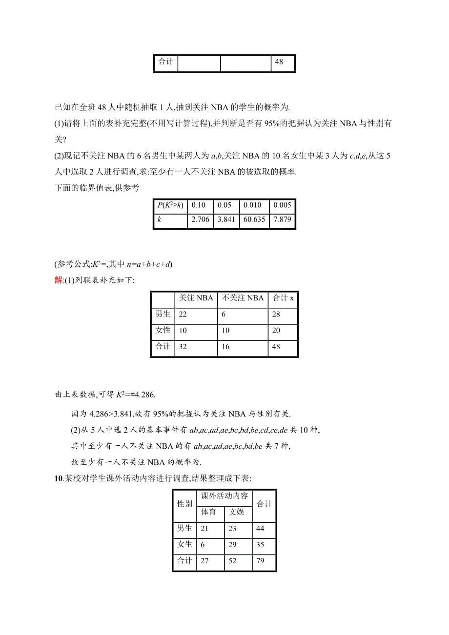 人教a版数学选修23配套练习：3.2独立性检验的基本思想及其初步应用_第5页