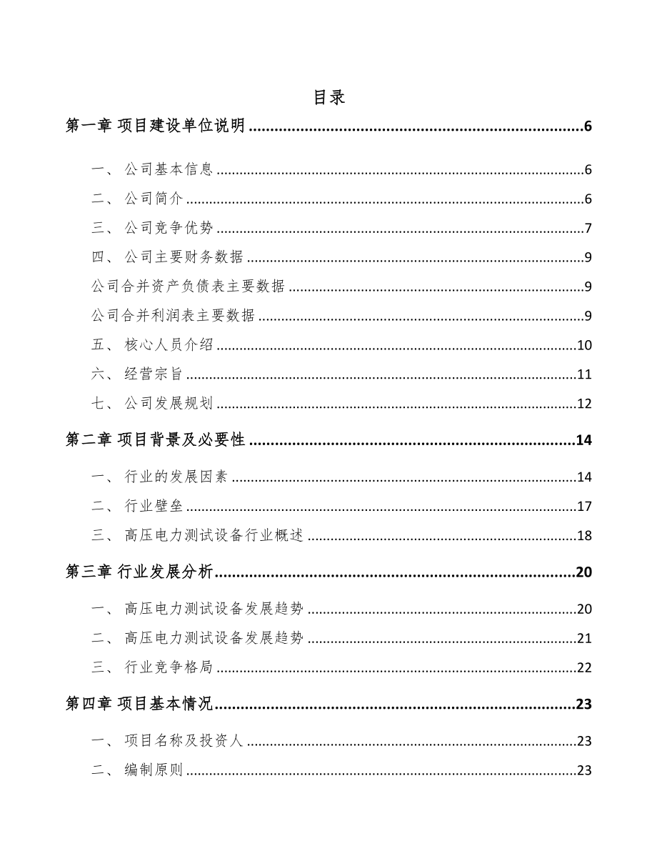 湖南高电压试验设备项目可行性研究报告(DOC 69页)_第1页