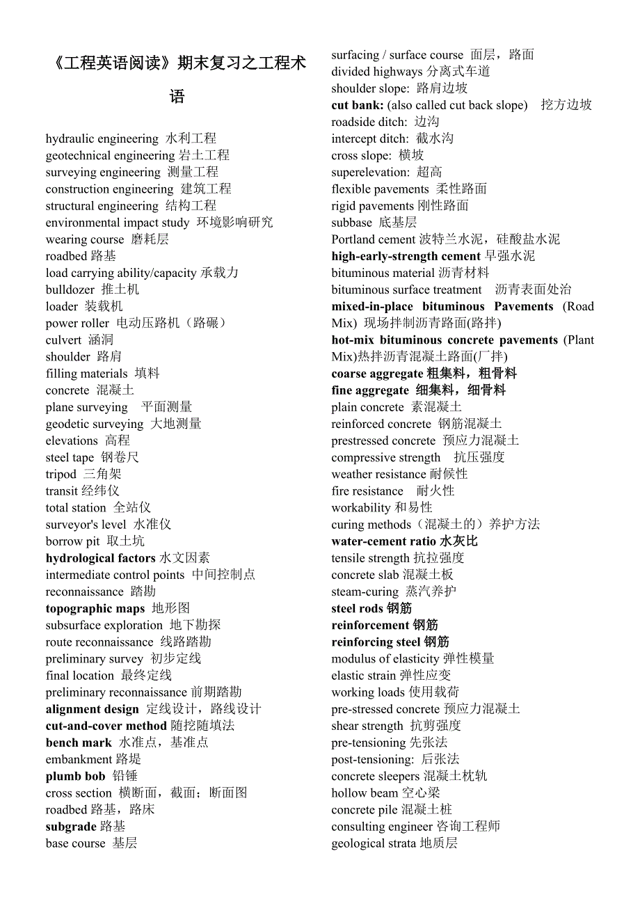 《工程英语阅读》期末复习之工程术语 (2).doc_第1页