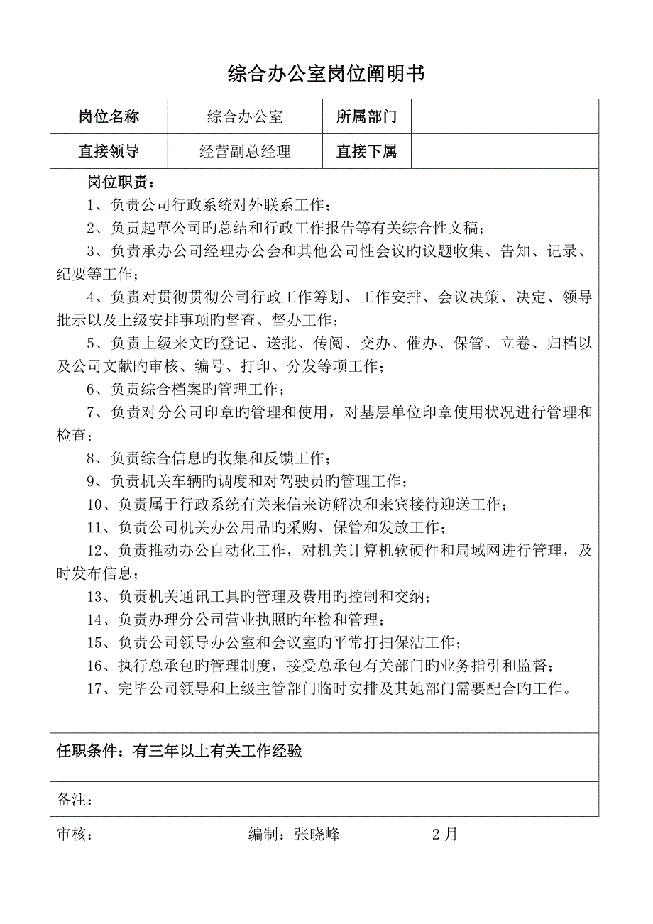 山西六建集团有限公司十三分公司公司岗位专项说明书_第3页