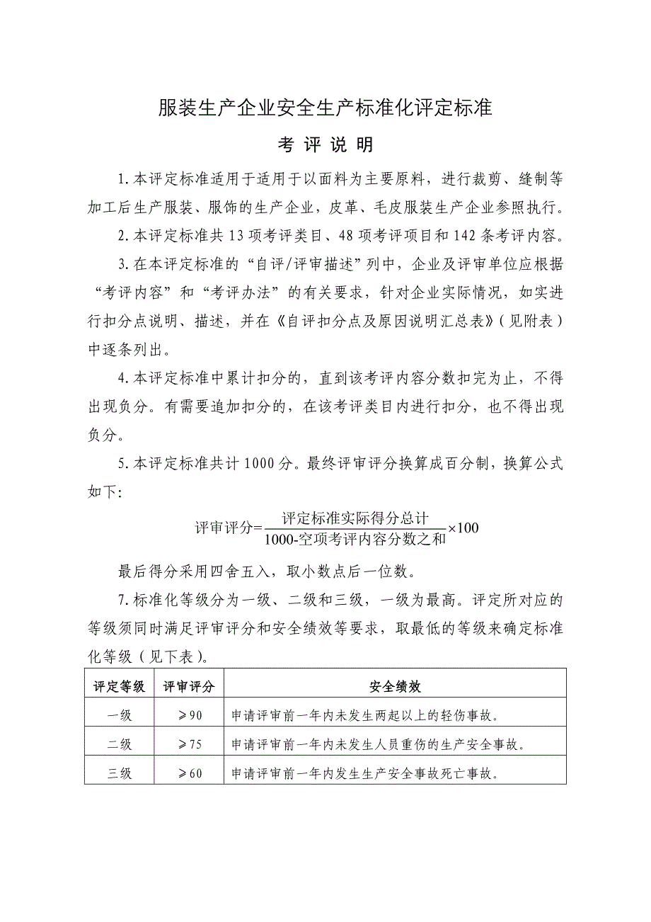 服装生产企业安全生产标准化评定标准_第1页