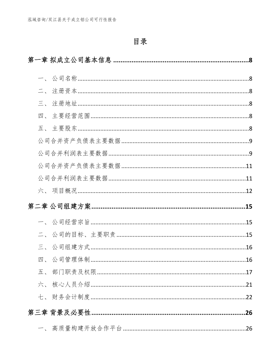 双江县关于成立铝公司可行性报告模板参考_第2页