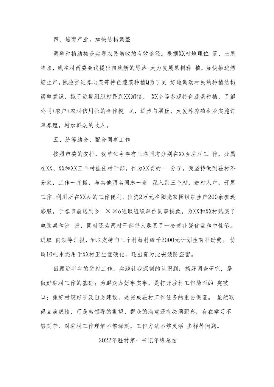 2022年驻村第一书记年终总结合辑7篇 (机关派驻)_第3页