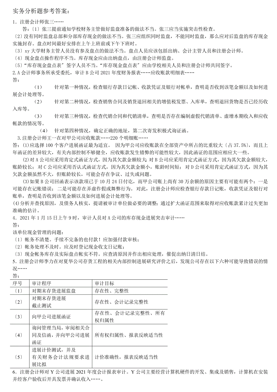 审计实务题及判断改错题答案_第1页