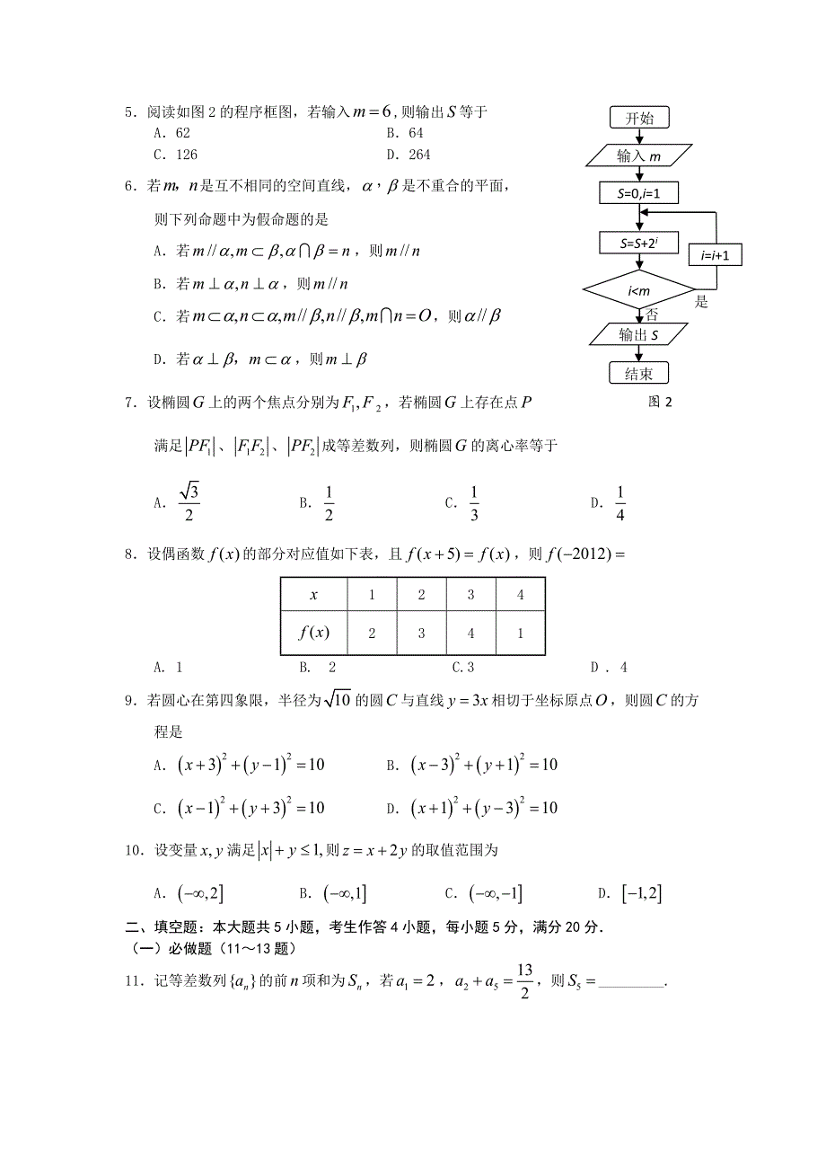 广东省2012年高考数学压轴模拟卷(文科).doc_第2页