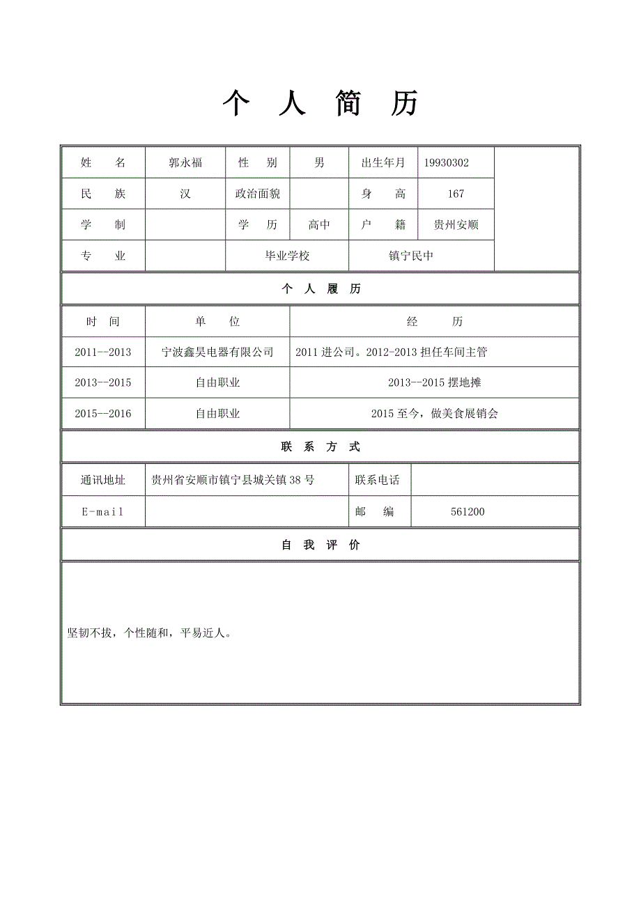 个人简历模板空白表格同名_第1页