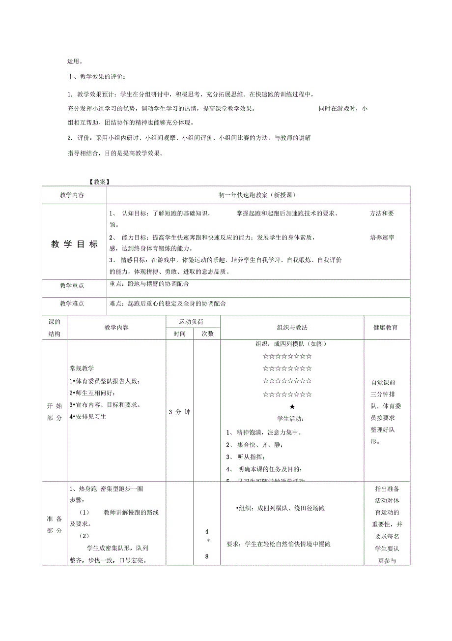 (完整)《初一年快速跑》教学设计及教案_第4页