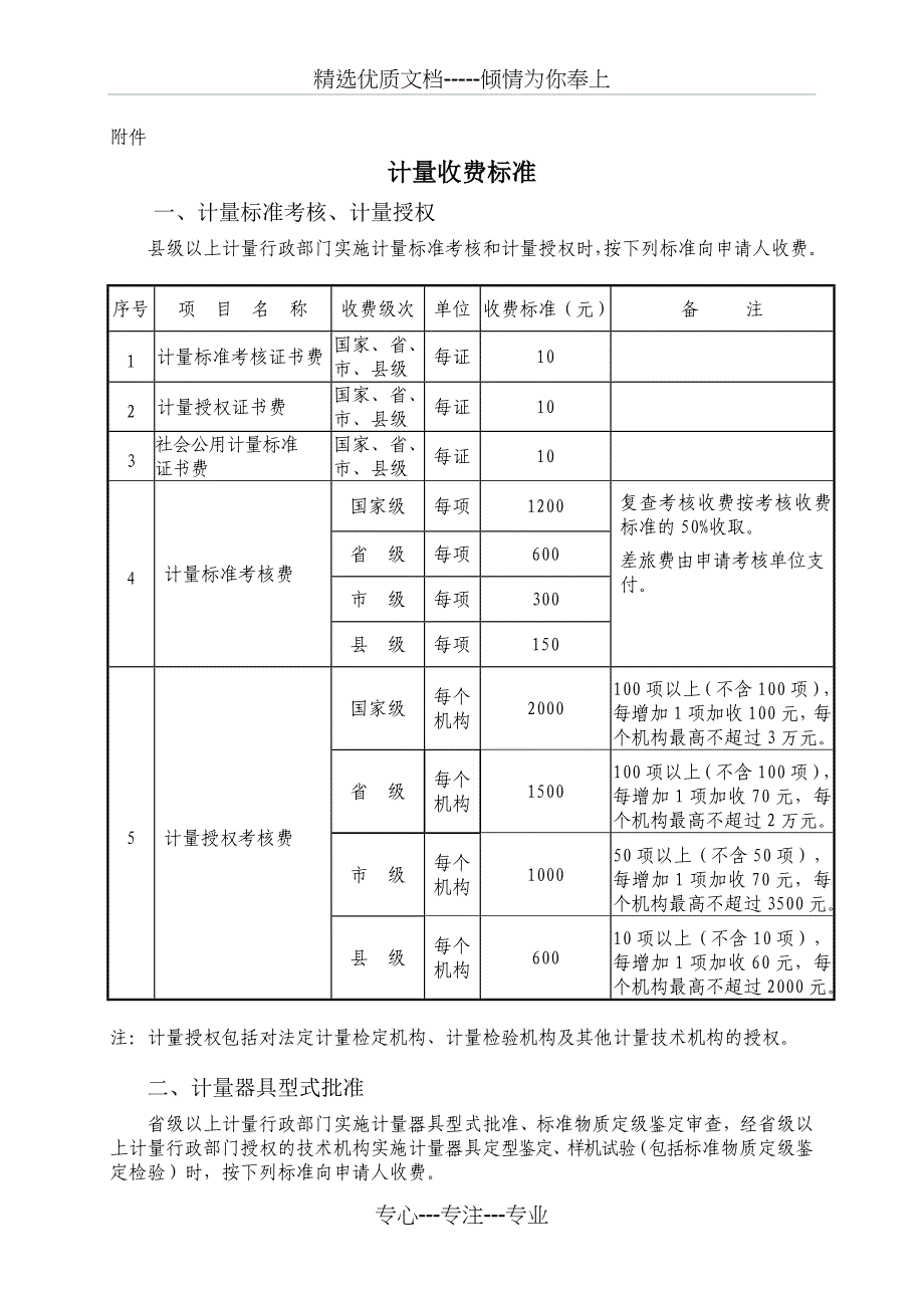 计量收费项目及收费标准_第1页