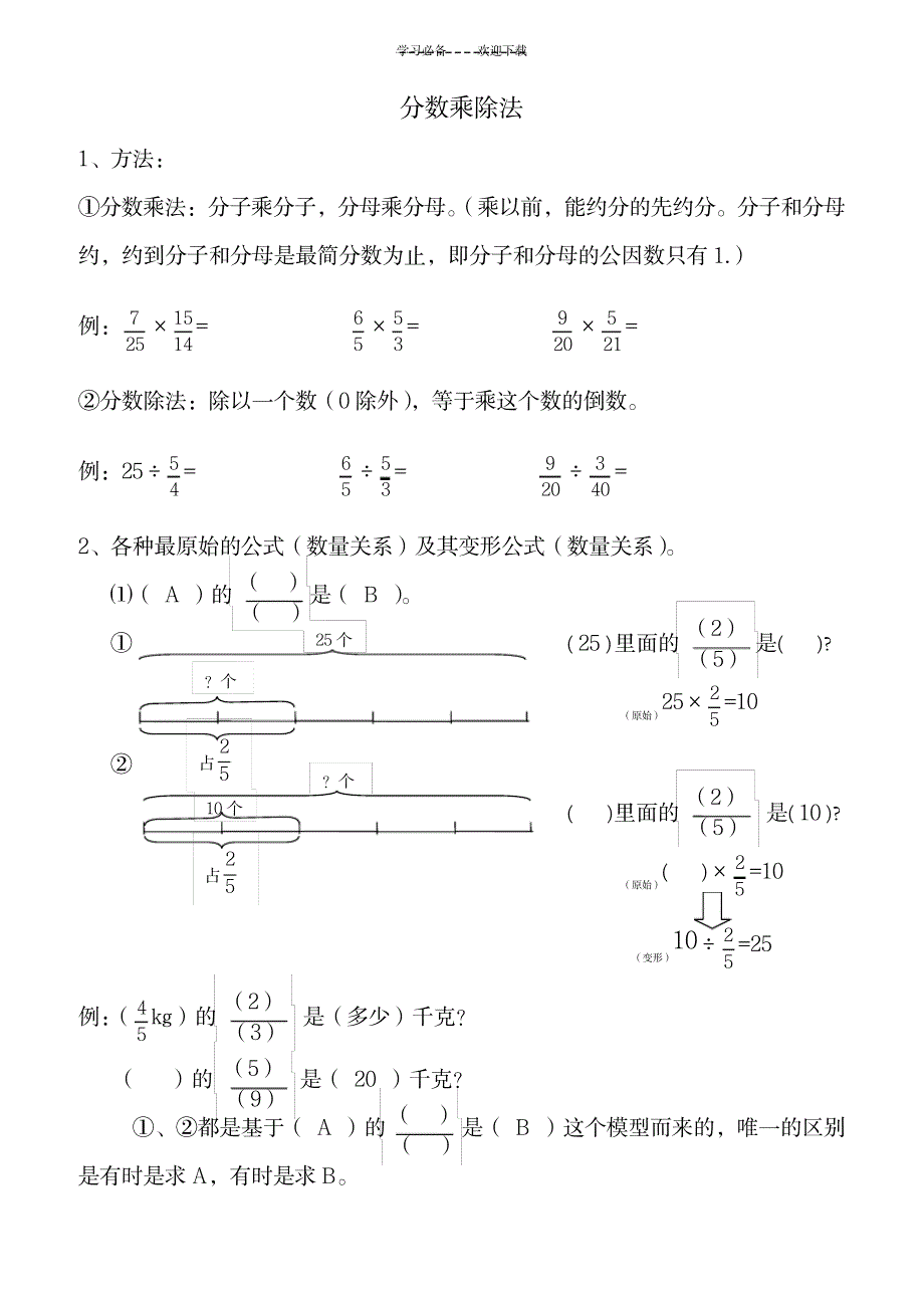 六年级分数乘除法期末复习_小学教育-小学课件_第1页