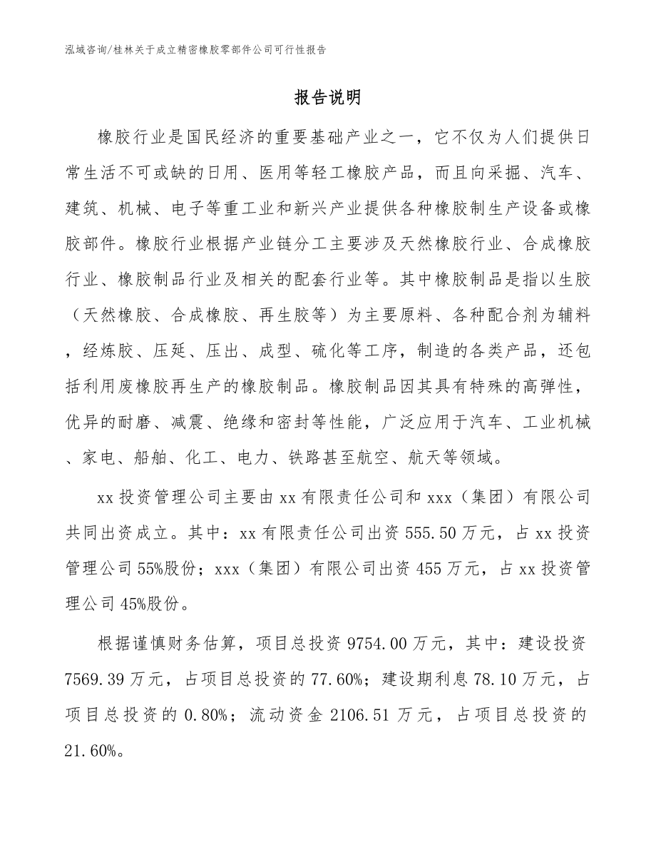 桂林关于成立精密橡胶零部件公司可行性报告参考模板_第2页