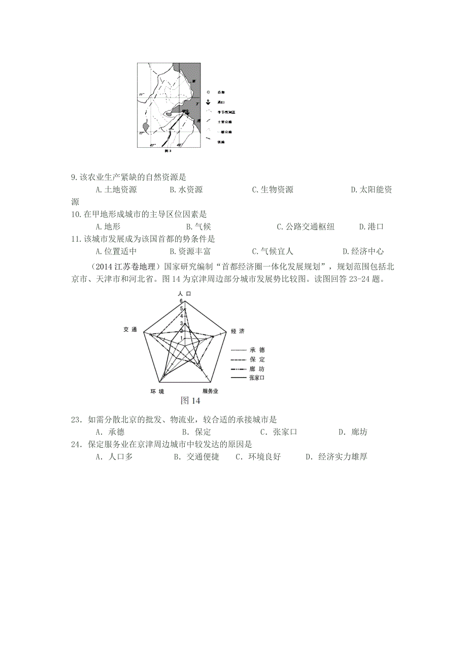 人口城市与城市化(2014高考真题)Word版_第3页