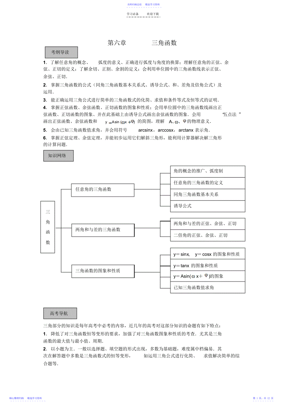 2022年三角函数总复习_第1页