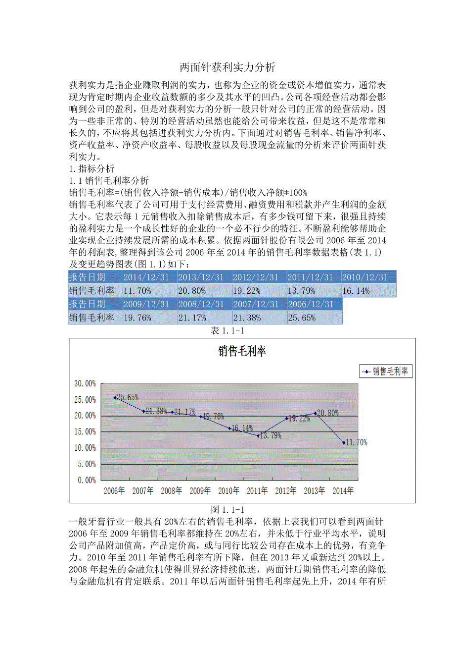 两面针获利能力分析_第1页