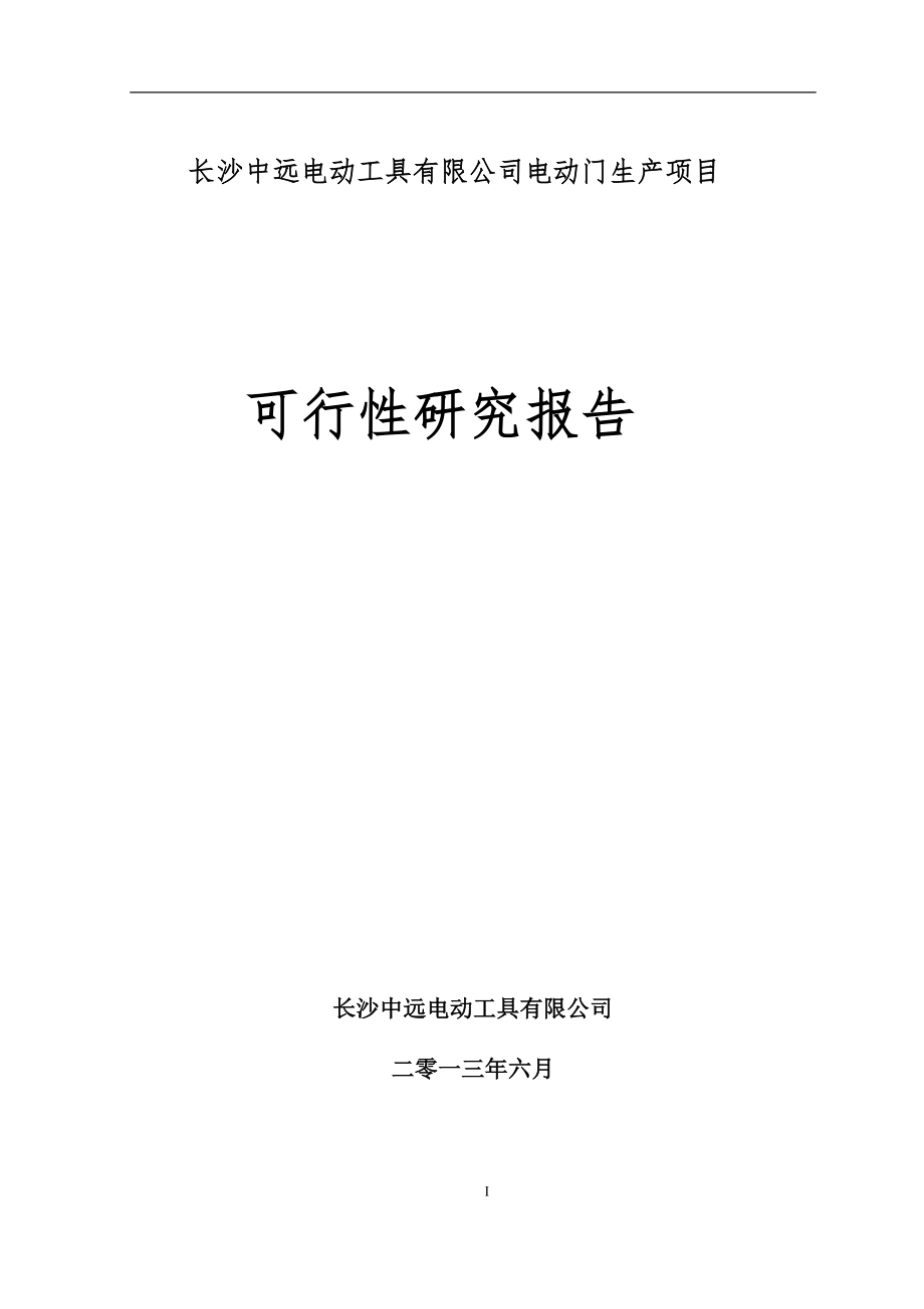 某公司电动门生产项目可行性研究报告_第1页