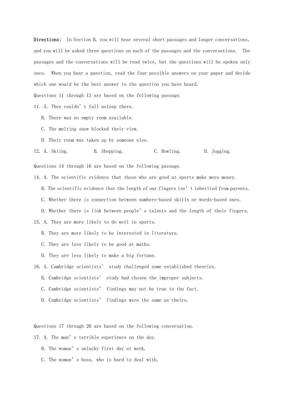 高三英语12月联考试题._第3页