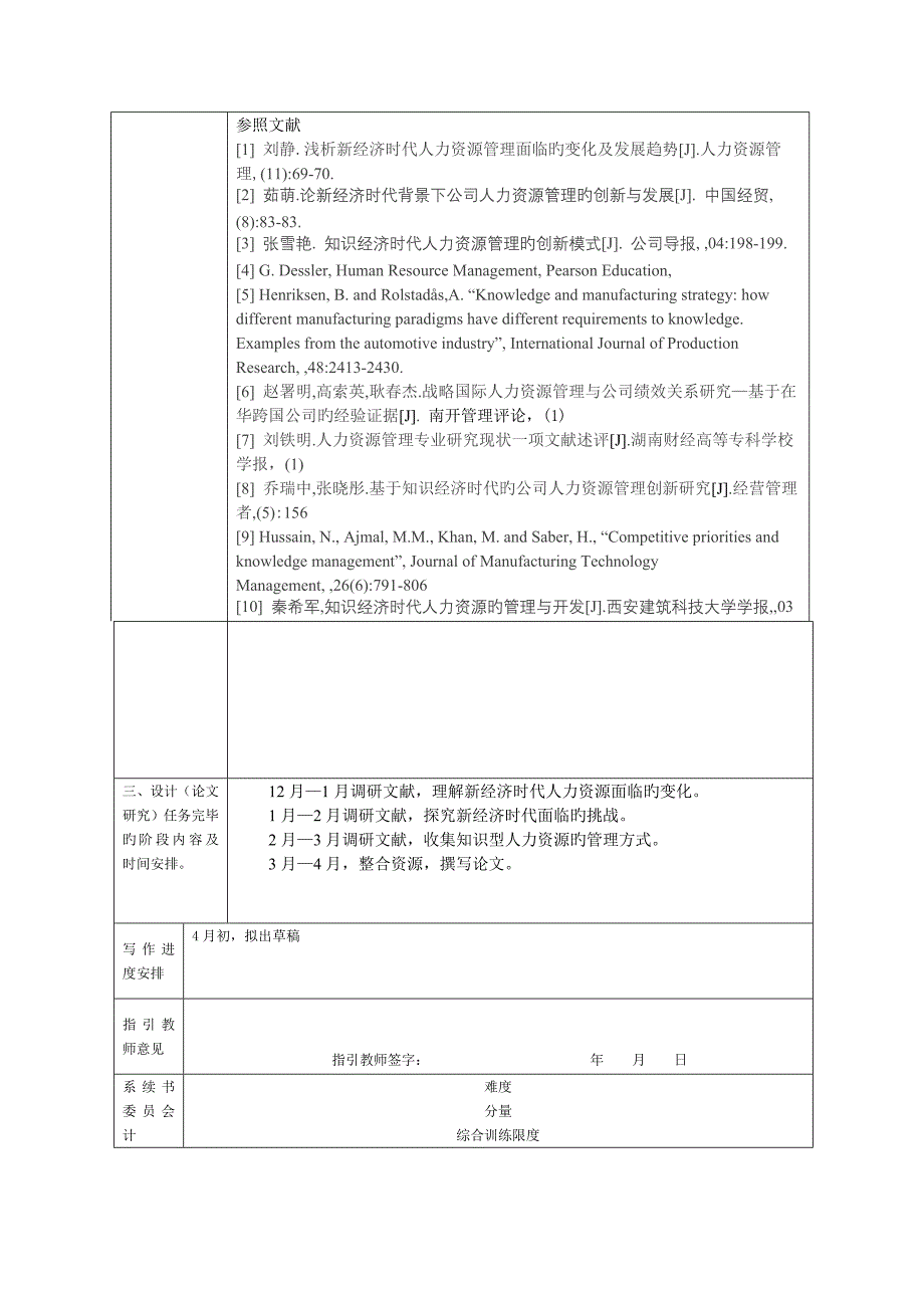 知识经济时代人力资源的新发展-开题报告_第3页